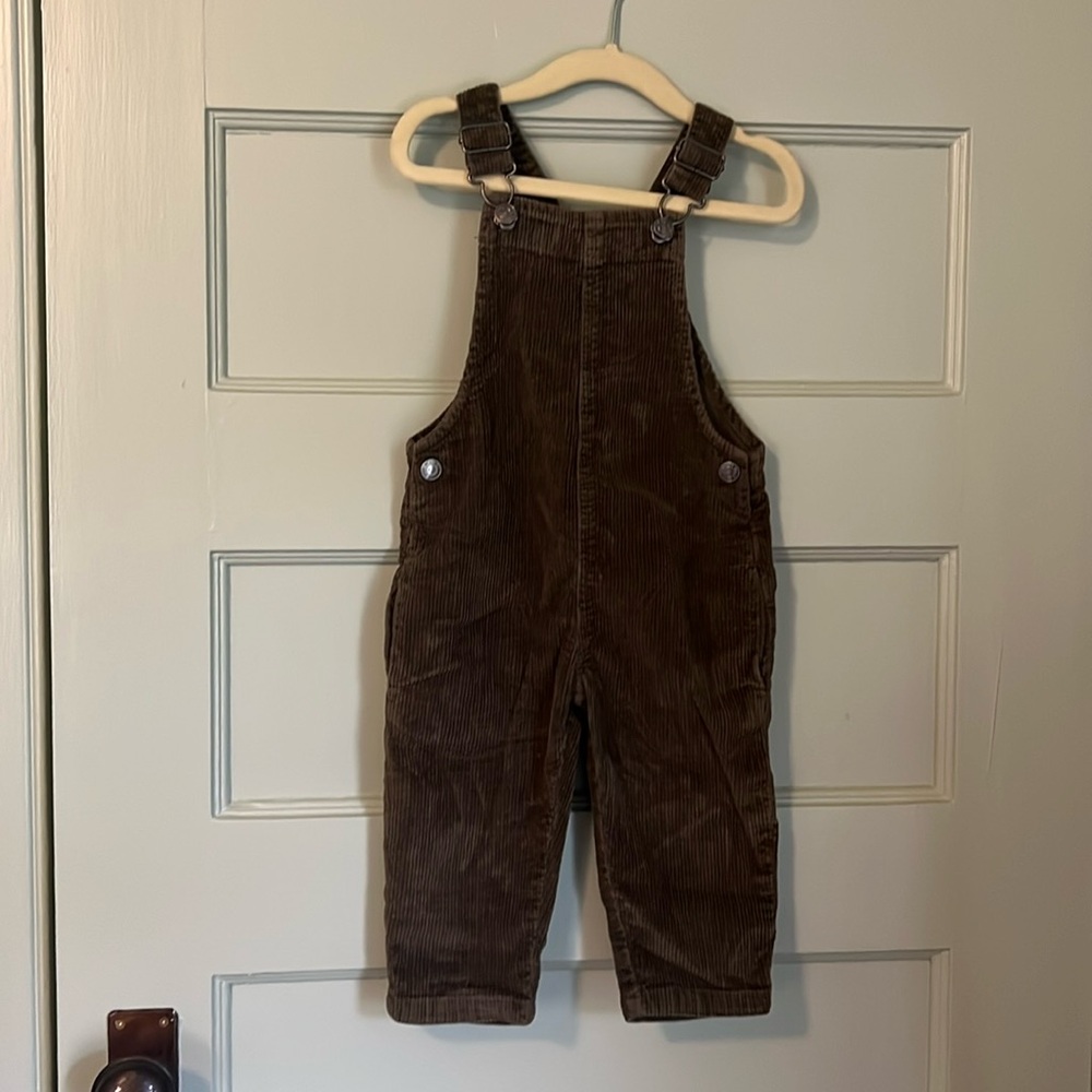 Olive green corduroy overalls